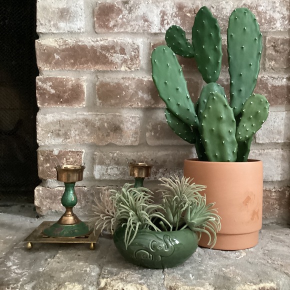 Majolica Elephant Mother And Baby Embossed Ceramic Planter Green Vintage EUC - Picture 2 of 13